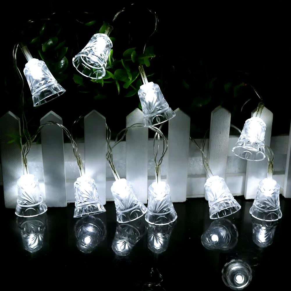 Led Christmas Lights Mini Bells Garland 1.5M 3M 6M Fairy String Lights Battery Operated Christmas Party Tree Decoration for Home