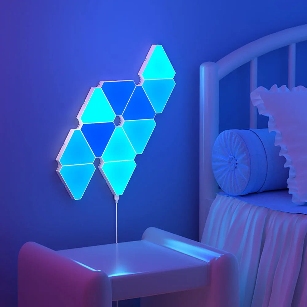 LED Triangular Quantum Lamp RGB Wall Lamp Smart Pickup Rhythm Background Light for Bedroom Bedside Night Light Office Decoration