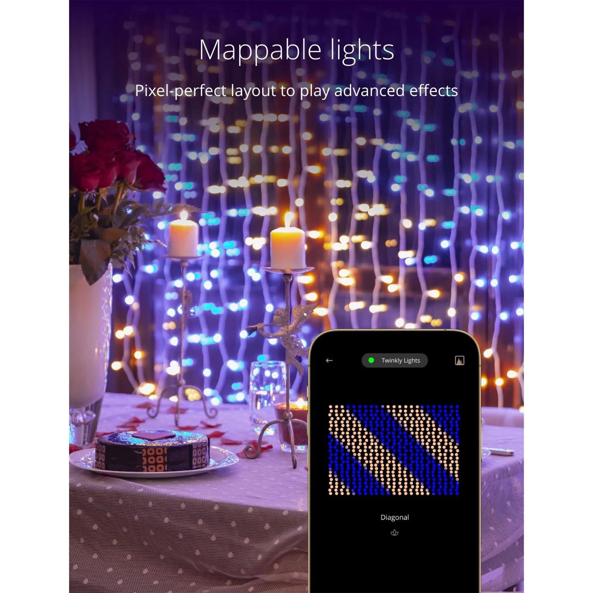 Curtain App-Controlled Smart 210 Multicolor RGB+W LED Christmas Lights