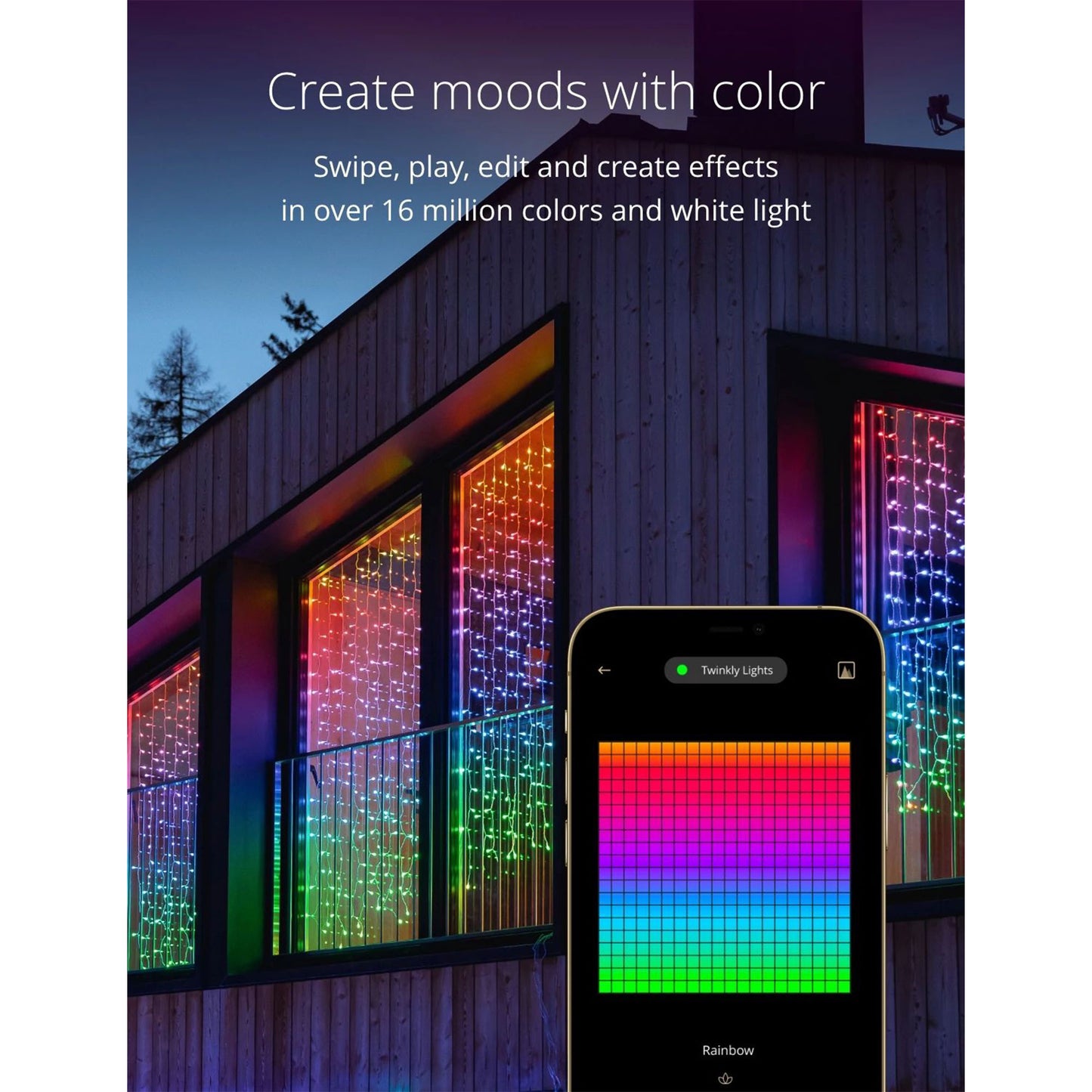 Curtain App-Controlled Smart 210 Multicolor RGB+W LED Christmas Lights